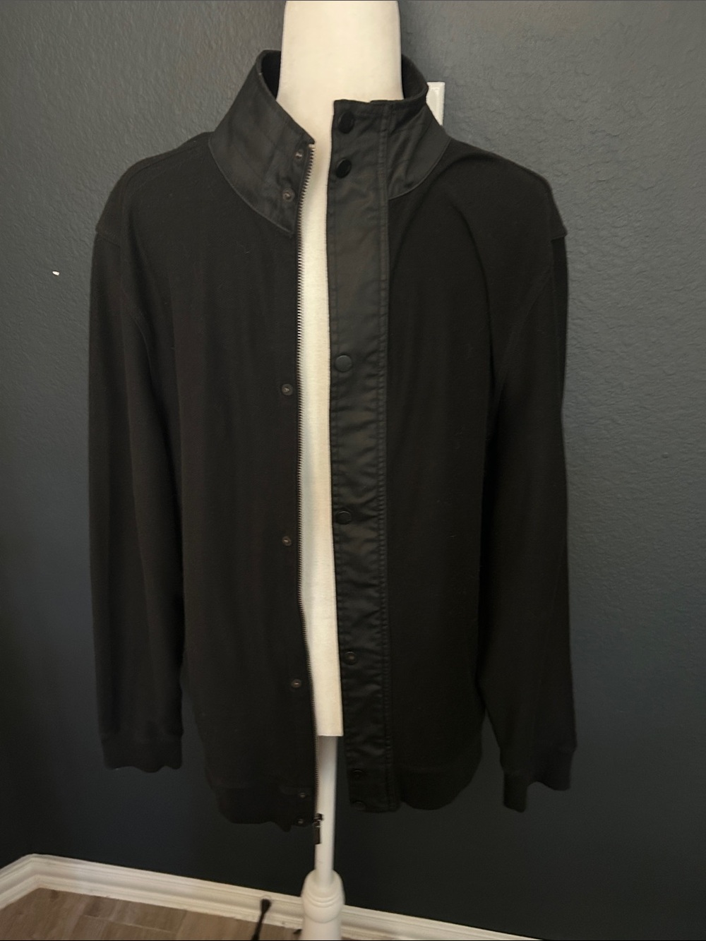 Kenneth Cole Black Lightweight Snap-Front Shirt Jacket